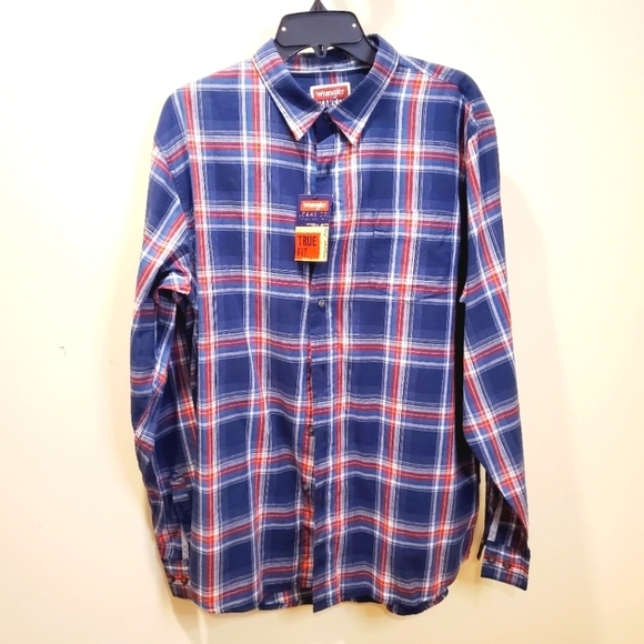 WRANGLER Men's long sleeves plaid shirt 100% cotton size L NWT - Picture 1 of 10